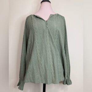 FRYE Olive Green Women's long sleeve blouse in size large